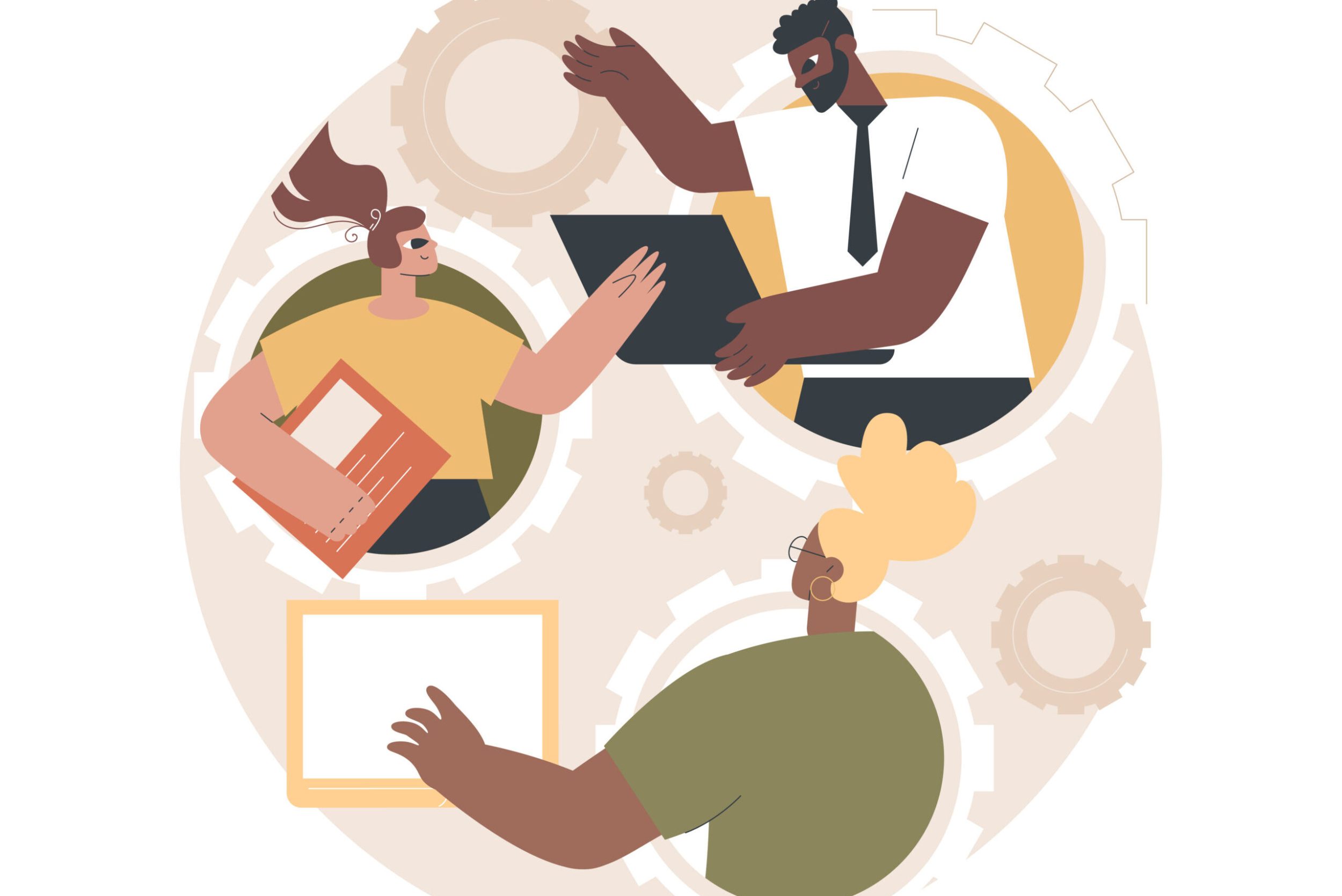 Cooperation abstract concept vector illustration. Online collaboration, team communication, cooperative business, coop model, partnership, cooperation process, working together abstract metaphor.